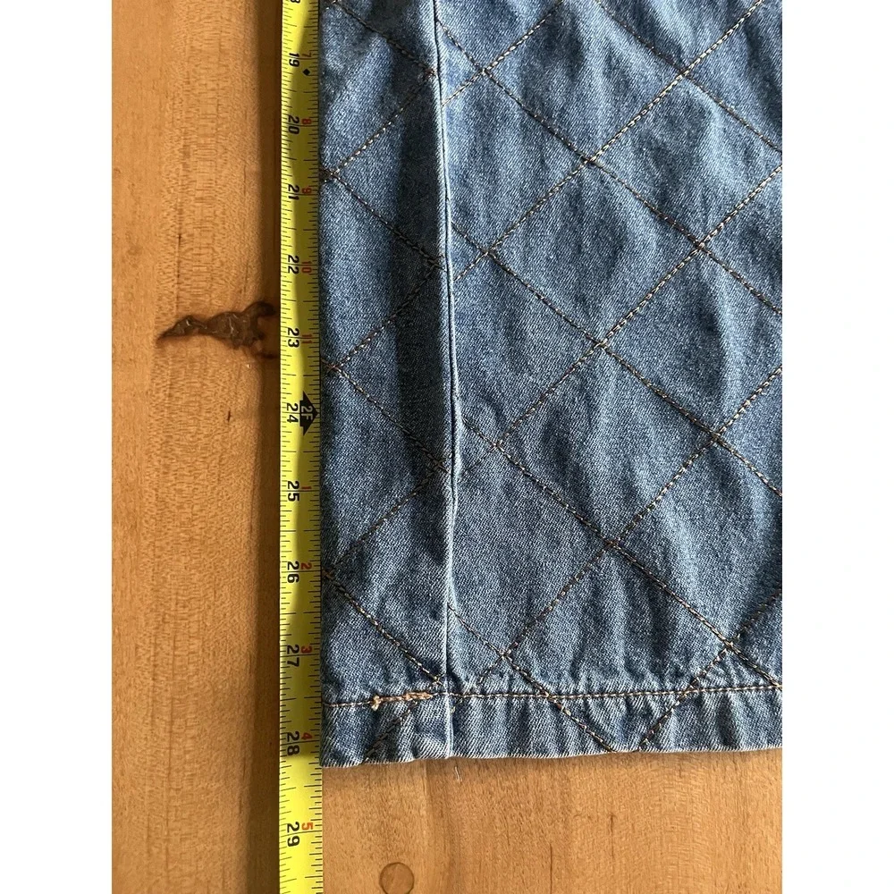 Entro Womens S Quilted Denim Wide Leg Pants Blue High Rise Elastic Waist Boho